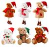 For Desktop Display Plush Bear Decor Christmas Celebration Adorable Plush Bear Ornament Festive Home Decoration