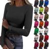 Women's And Winter Slim Bottom T-shirt Fashion Casual Solid Color O-Neck Pullover Long Sleeve Top
