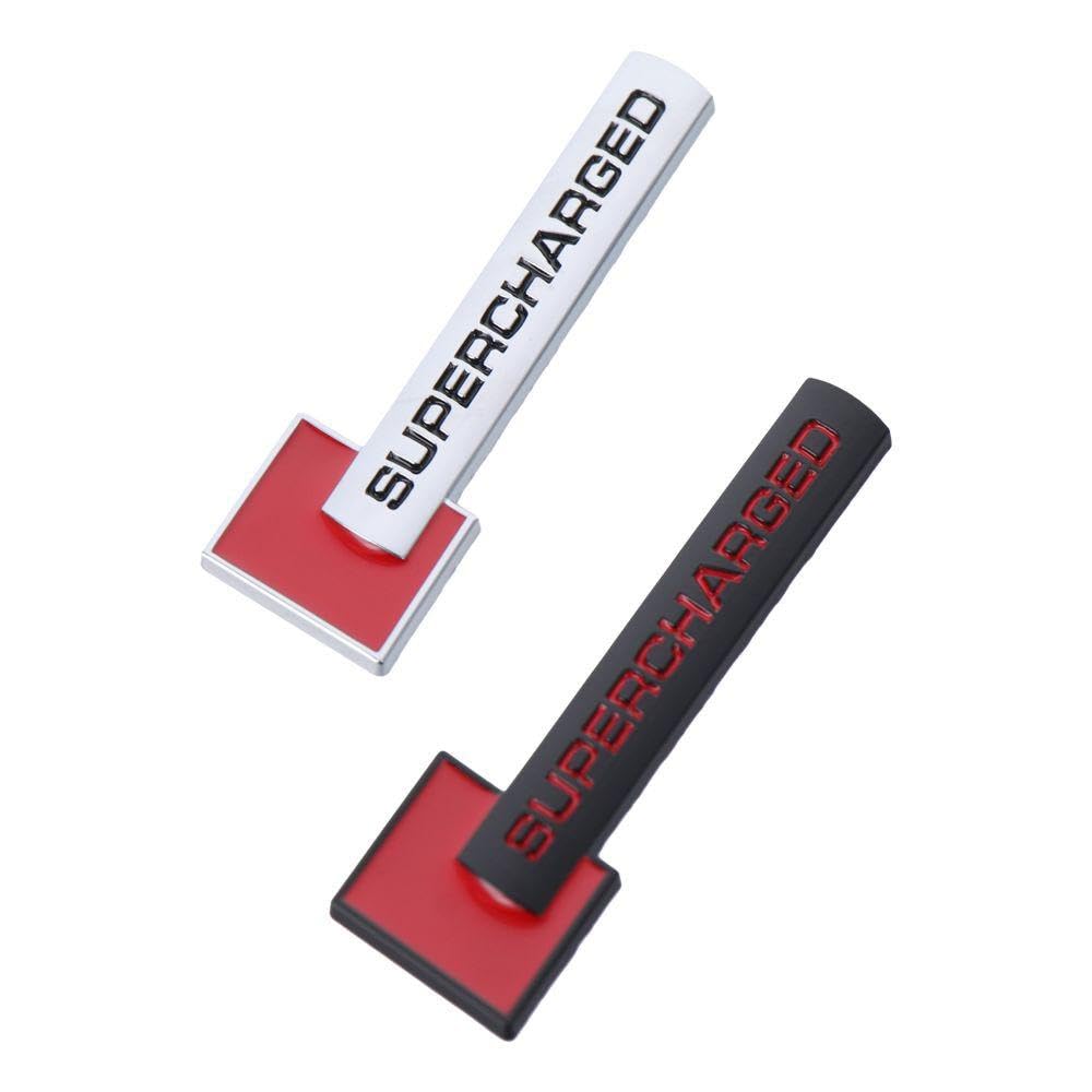 Qicarkey 3 Pcs Metal Supercharger Emblem 3D Logo Letter Auto Badge Decal Car Rear