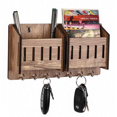 Держатель ключей для дома | Деревянный держатель ключей для стены | Подставка для ключей | Вешалка для ключей | Держатели для брелоков на стену (7 крючков, МДФ бежевый)