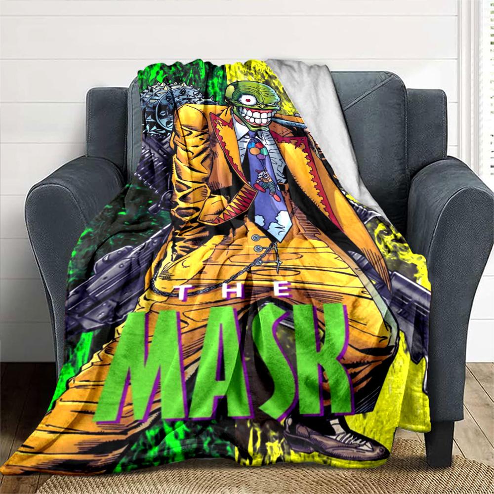 The mask Print Flannel Blanket High Quality Warm Comfortable Cover for All Seasons Perfect for Gifts Home Decor