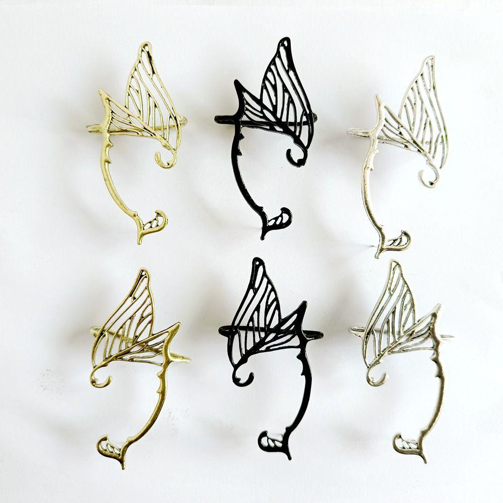 Antique Gold Color Elf Ear Clip Korean Style Ear Cuff Retro Single Side Earrings Decoration