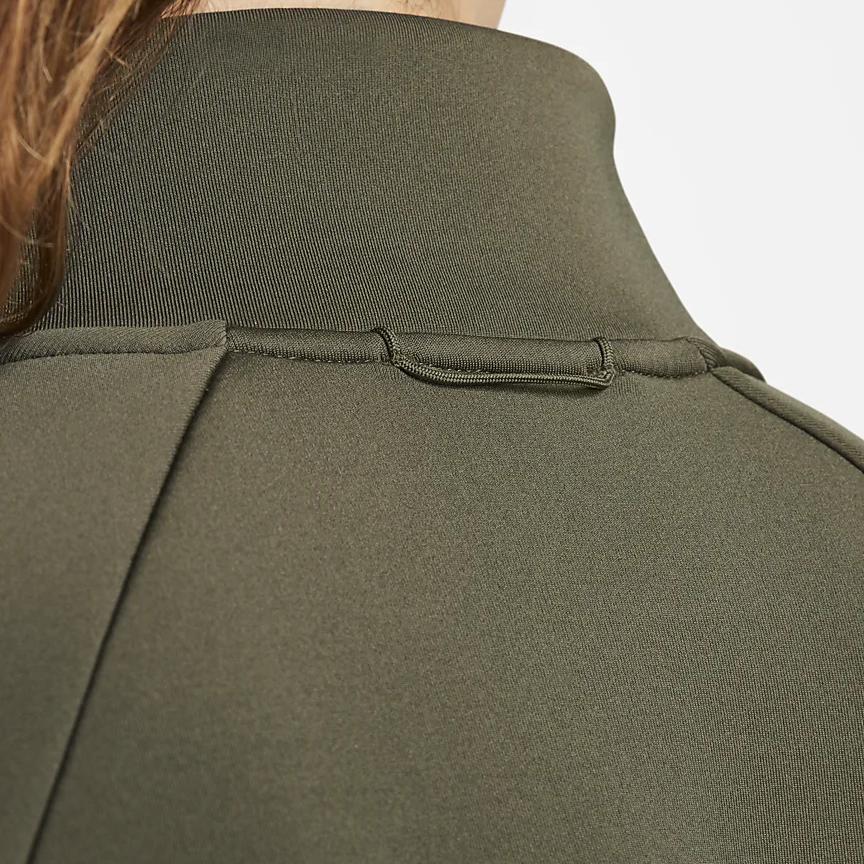 Nike Dri-Fit однотонный быстросохнущий повседневный укороченный свитшот с воротником-стойкой и полумолнией, женские топы, хаки-зеленый FB5231-325