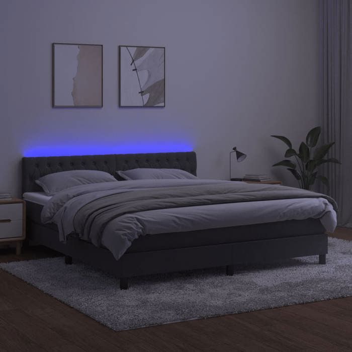 Maison Exclusive - Sommier à lattes de lit avec matelas LED Gris foncé 160x200 cm