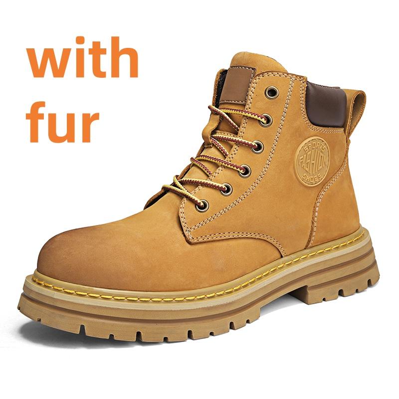 Большие мужские ботинки на толстой подошве, замшевые туфли с высоким берцем, повседневные кожаные туфли, модные мужские зимние ботинки на платформе для снега