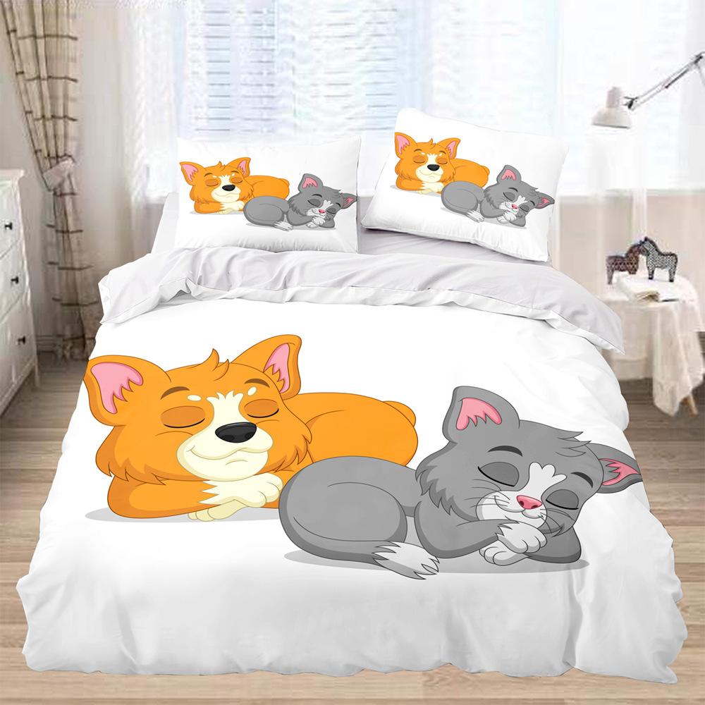 3D Cartoon Animal Themed Bedding Set with White Cute Cartoon Pattern Down Duvet and Pillowcase for Home Decoration In Children's Rooms