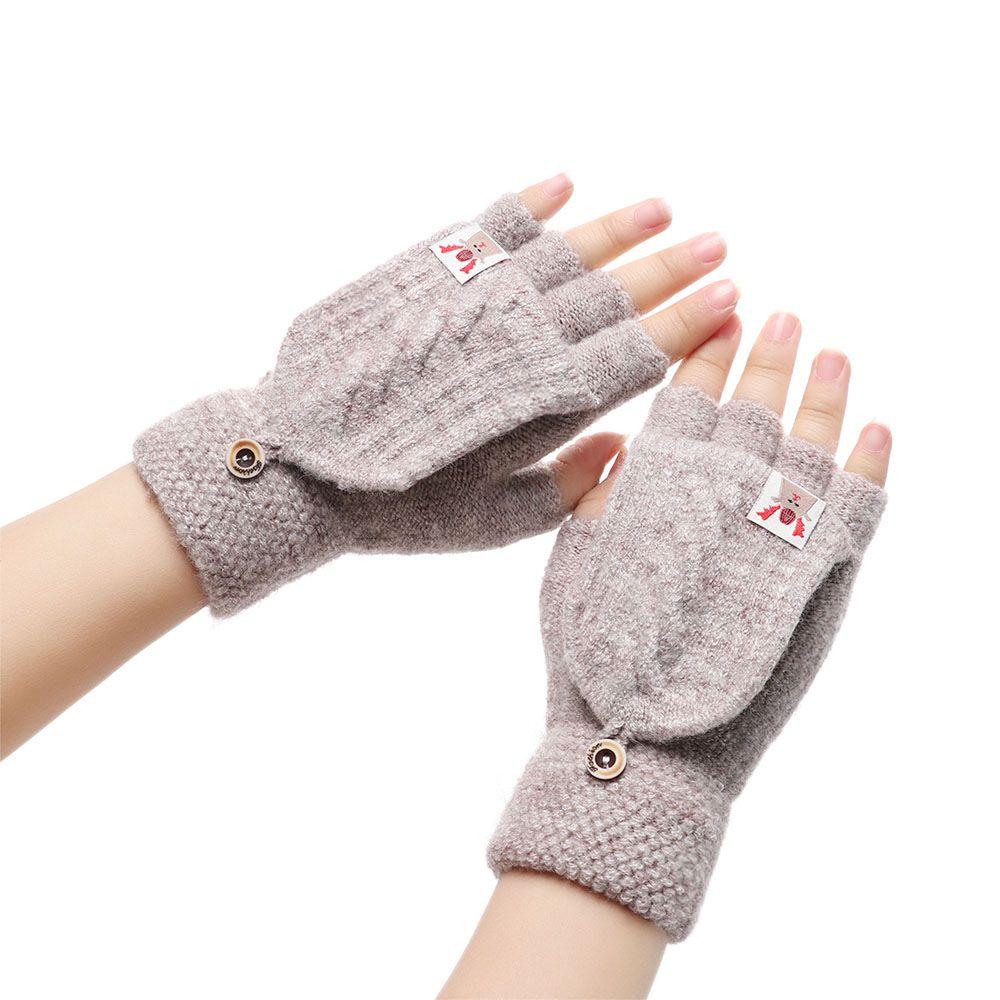 Подарок Держите пальцы в тепле Мягкие эластичные вязаные перчатки с полупальцами Утепленные теплые варежки без пальцев