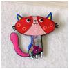 [R6125] - Designer Brooch 'Lilipoupettes' (cat) Multicolored - 55x50 Mm