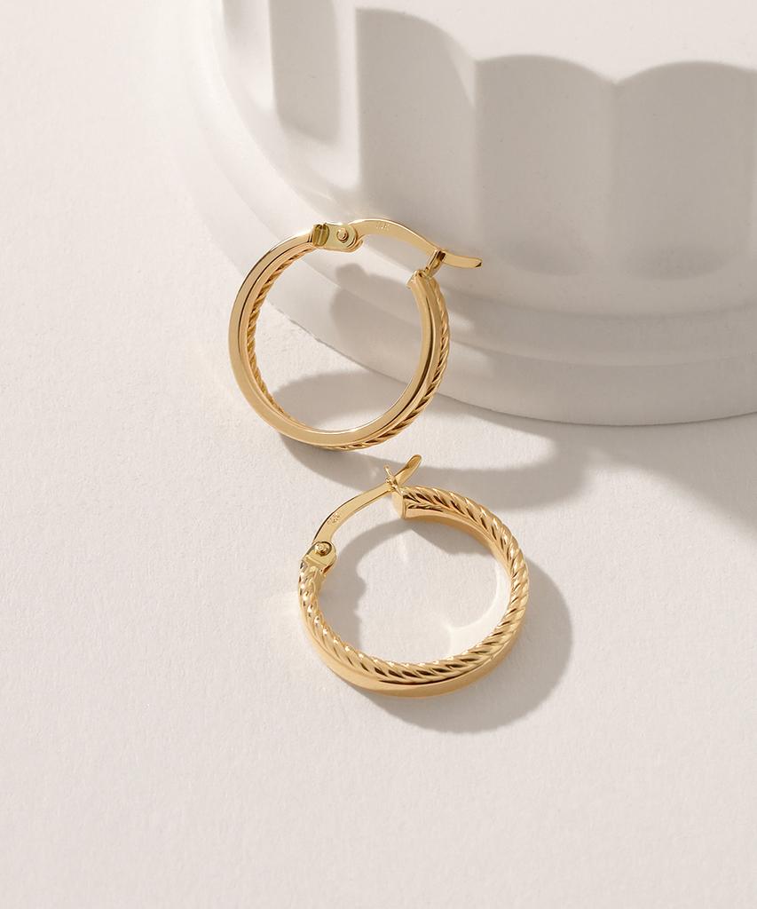Mcel 14K Serkle Rope Ring Earrings