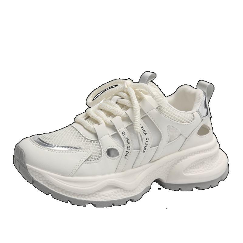 Мода 2024 года, новые качественные женские кроссовки на платформе, массивные женские повседневные туфли для папы, женская мода, спортивные сетчатые кружевные туфли Zapatillas De Mujer