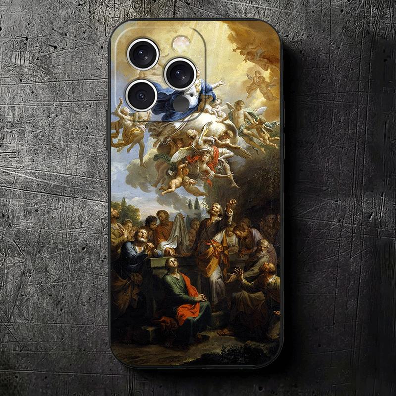 Эстетика Возрождения Искусство Живопись Мягкий Чехол для Телефона для iPhone 16 16E 17 Air 15 Pro Max 14 Plus 13 Mini 11 12 7 Черный Защитный Задний Чехол