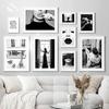 Paris Fashion Girl Book Lip Door Wall Art Painting Black And White Vintage Posters Pictures For Living Room Decor Canvas Prints