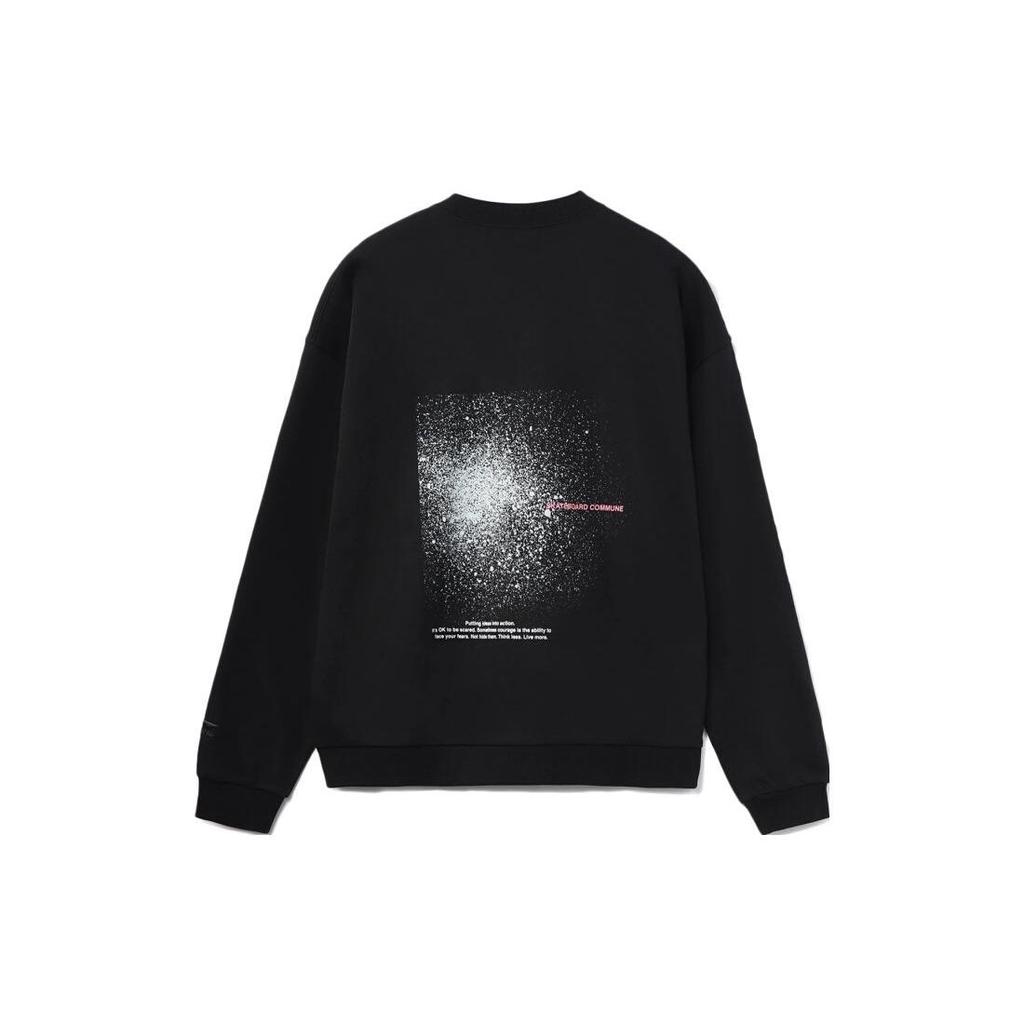 Мужская толстовка с круглым вырезом Li Ning Ink Splash Print Loose, черная AWDR447-1