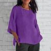 Women's Fashion Half Sleeve Round Neck Solid Colour Loose Casual Shirt Top