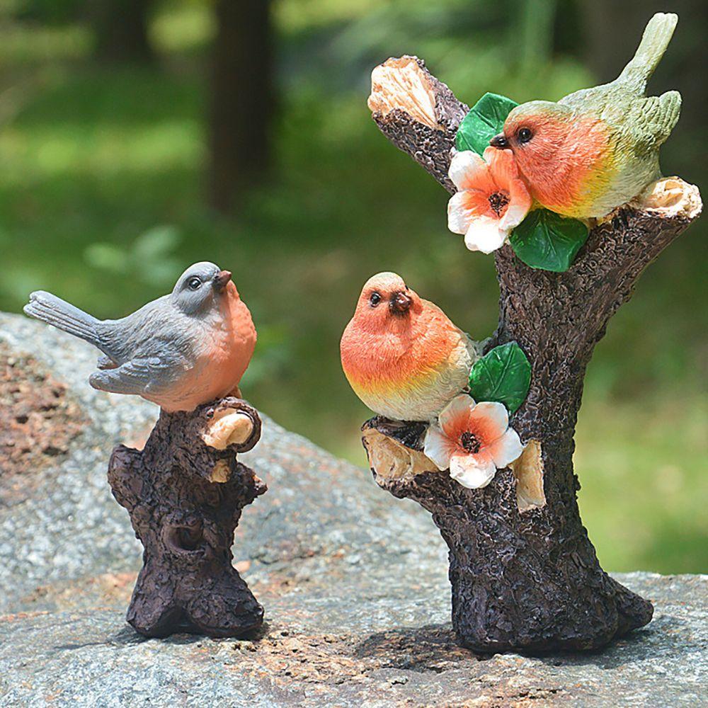 Бонсай Декор Зимородок Фигурка Скульптура Животного Реалистичная Статуэтка Птицы Воробей на Ветке