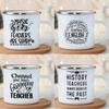 Music English History Teacher Printing Mugs White Enamel Hot Cocoa Mug Handle Juice Drinking Cups Home Office Cup Holiday Gifts