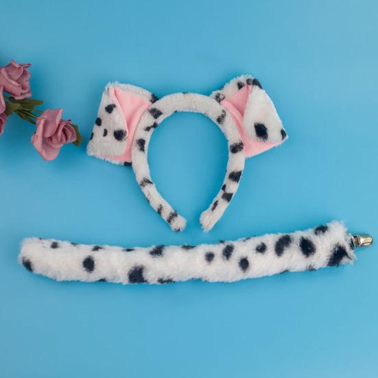 2/3/4 шт./компл., набор из собачьих ушей и колец для волос для взрослых и детей, плюшевый хлопковый наполнитель, нос, хвост, галстук-бабочка для косплея, рождественский подарок на вечеринку в честь Хэллоуина