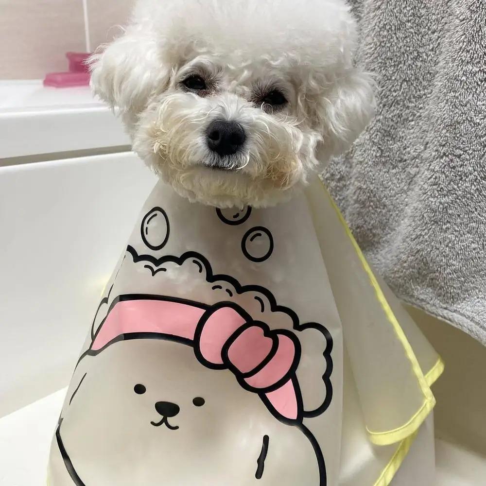 Waterproof Pet Cloak Cartoon Print Pets Clothes Cloak Creative Dog Grooming Cape  Facial Care