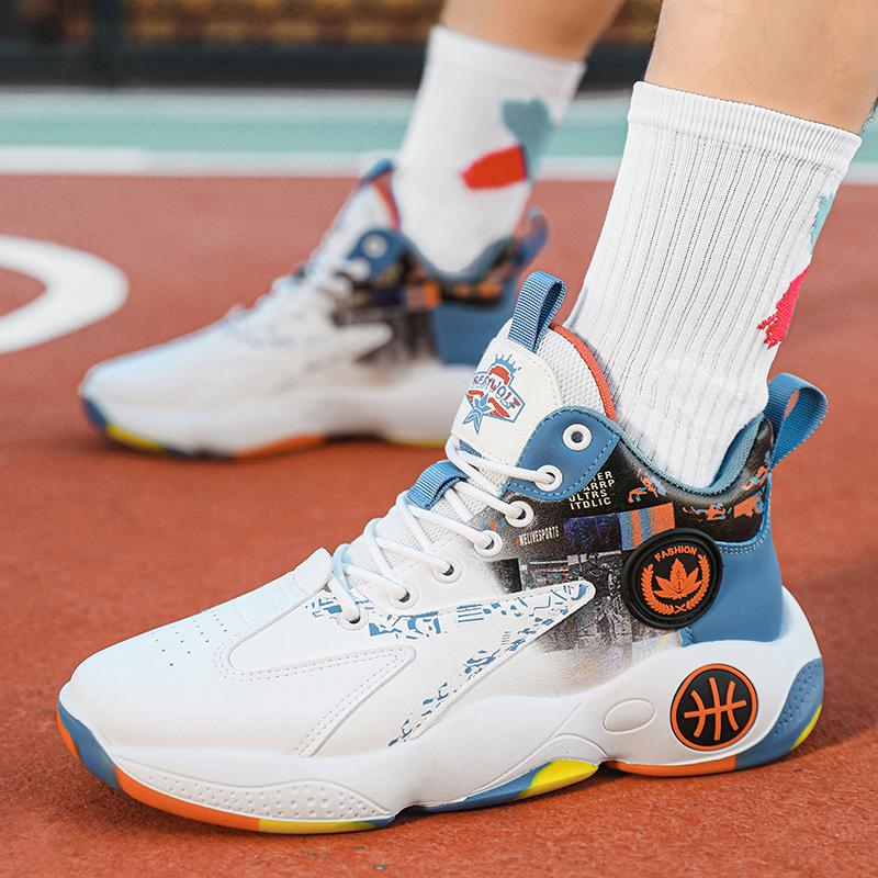 Новые баскетбольные кроссовки мужские актуальные боевые повседневные кроссовки хипстерские на шнуровке высокие уличные модные сращивание противоскользящие амортизирующие