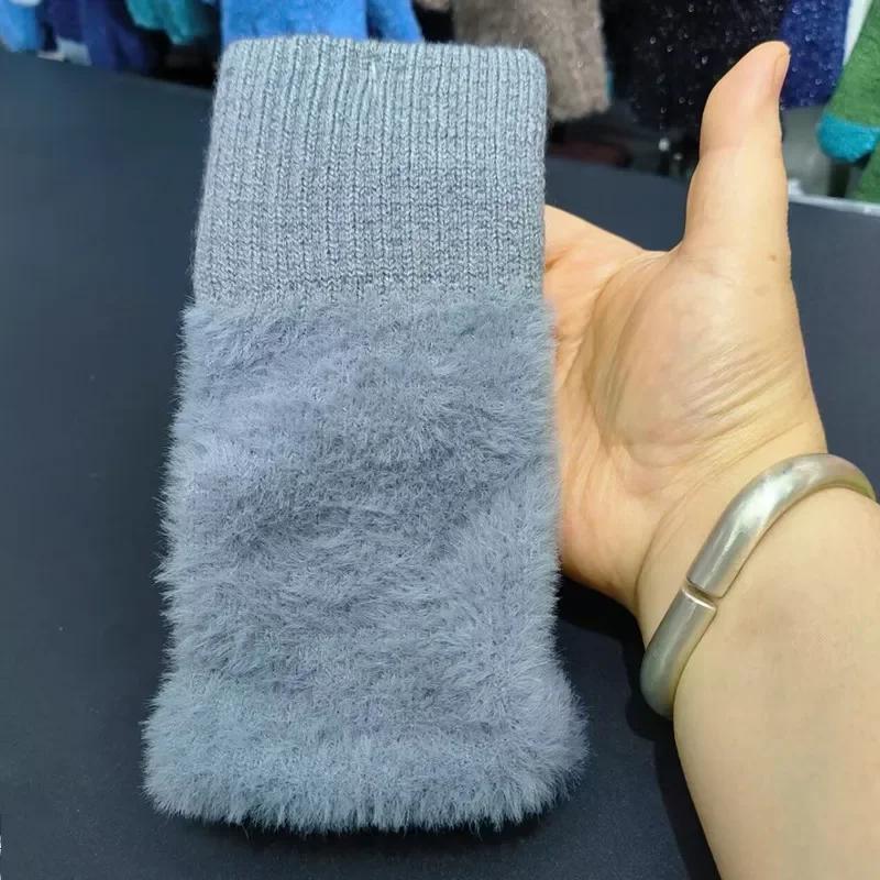 Модные Зимние Сенсорные Плюшевые Теплые Перчатки Женские Мужские Уличные Теплые Эластичные Меховые Варежки Шерстяные Без Пальцев