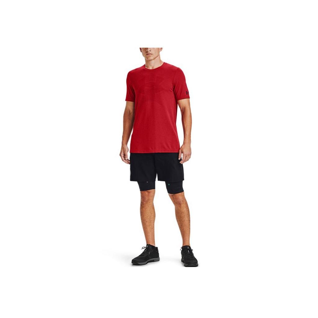 Under Armour Logo Print Sports Crew Neck T-Shirt Men Tops Red 1356798-608
