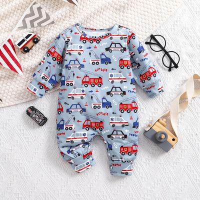 Новорожденный мальчик комбинезон с длинными рукавами и принтом мультяшных машин