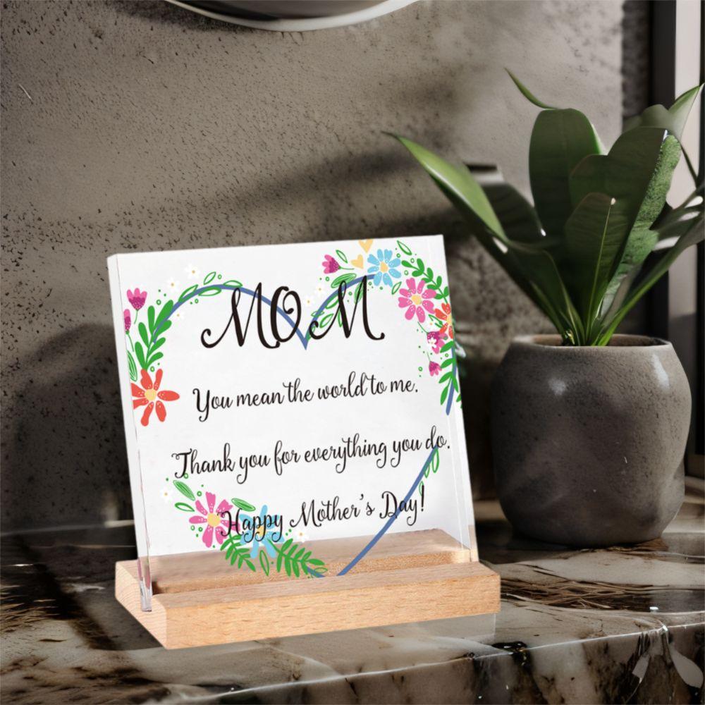Waterproof Mother's Day Desktop Sign Romantic Love Flowers Ornament Mom Tabletop Sign  Studio Desk