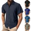 Мужская летняя однотонная рубашка с лацканами и короткими рукавами, мужская повседневная модная рубашка с короткими рукавами