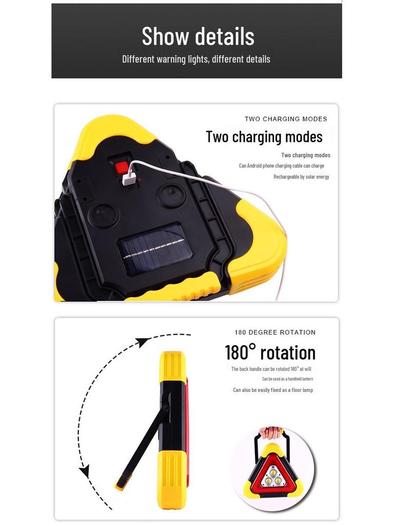 Предупреждающий треугольник для автомобиля на солнечной батарее для аварийной безопасности
