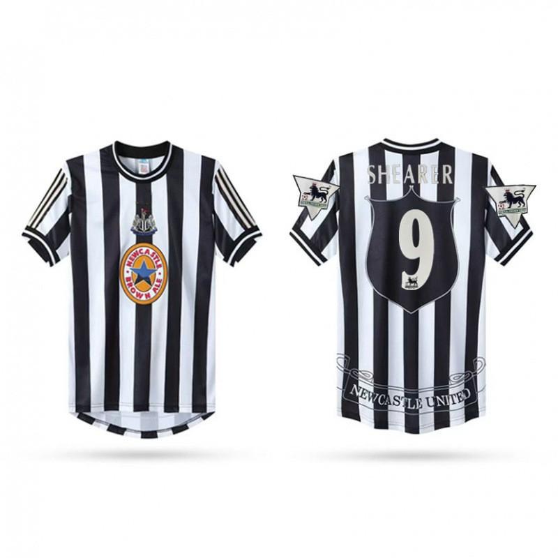 Newcastle United Retro Football Jersey 1995-97 Home/Away Short Sleeve Long Alan Shearer 9 With Arm Badge Cycling