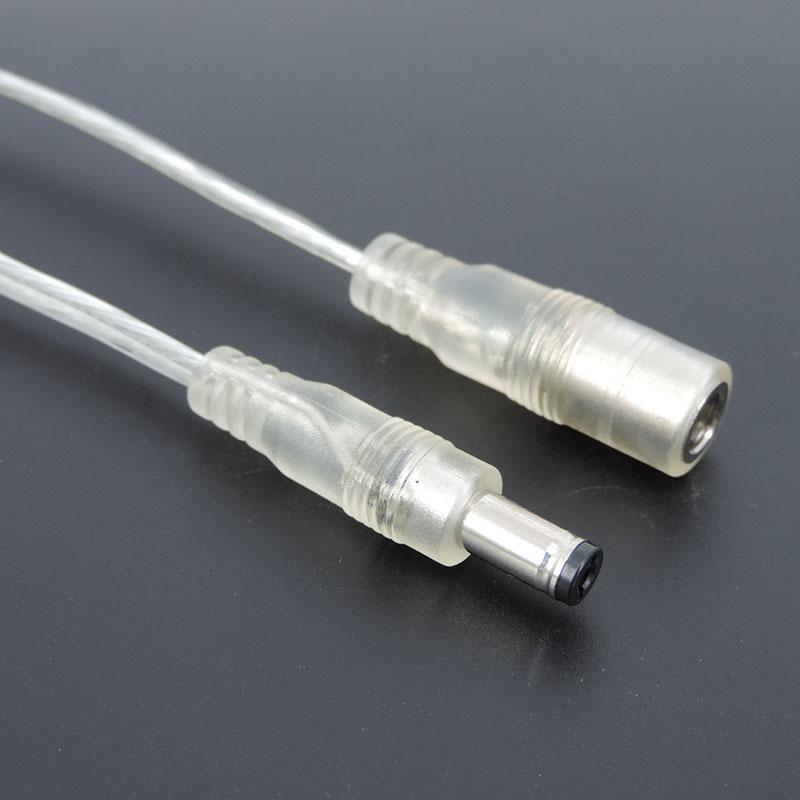 100 см прозрачный женский мужской адаптер питания постоянного тока кабель-пигтейл 5.5x2.1 мм 12 В разъем удлинитель для светодиодных лент