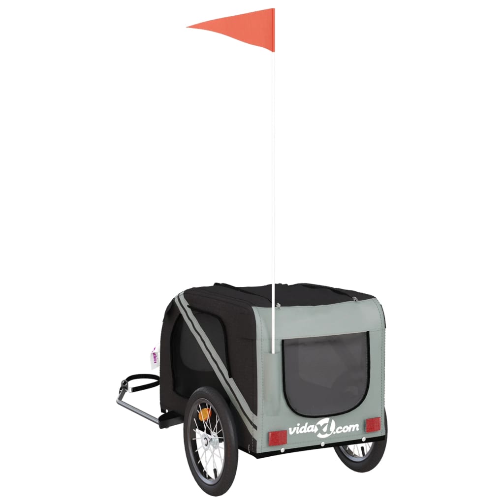Bicycle Trailer for Dogs Black and Gray Oxford Fabric and Iron