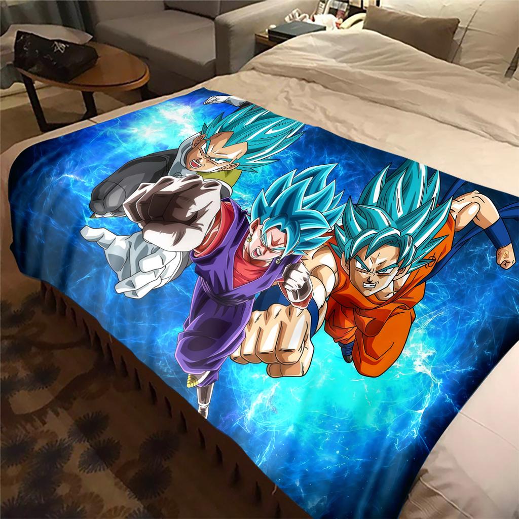 1 шт. Фланелевое одеяло с принтом Dragon Ball Super, Высокое качество, Для всех сезонов, Декор для дома, Тепло и уют, Идеально для рождественских подарков