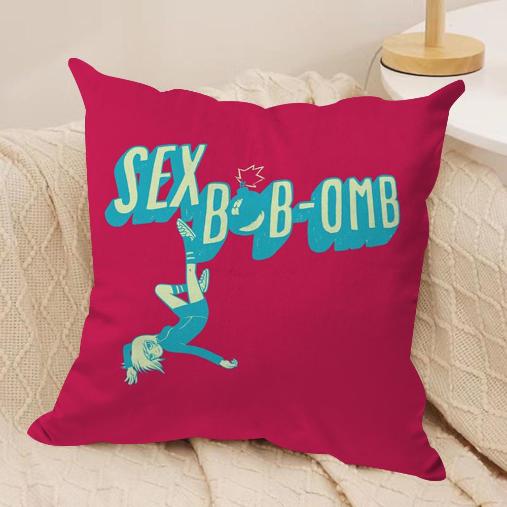 Cartoon S-Scott P-Pilgrim Cushion Cover Soft Plush Fabric Double-Sided Printed Sofa Cushion Cover for All Seasons Home DecorGift