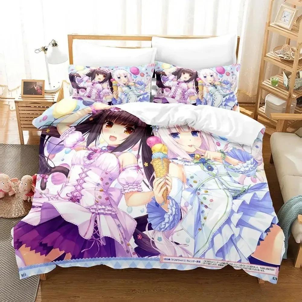 3D Печать Аниме Кавайные Девочки Nekopara Комплект Постельного Белья Односпальный Полуторный Полный Евро Кинг Размер Комплект Постельного Белья Взрослый Детская Спальня Комплекты Пододеяльников