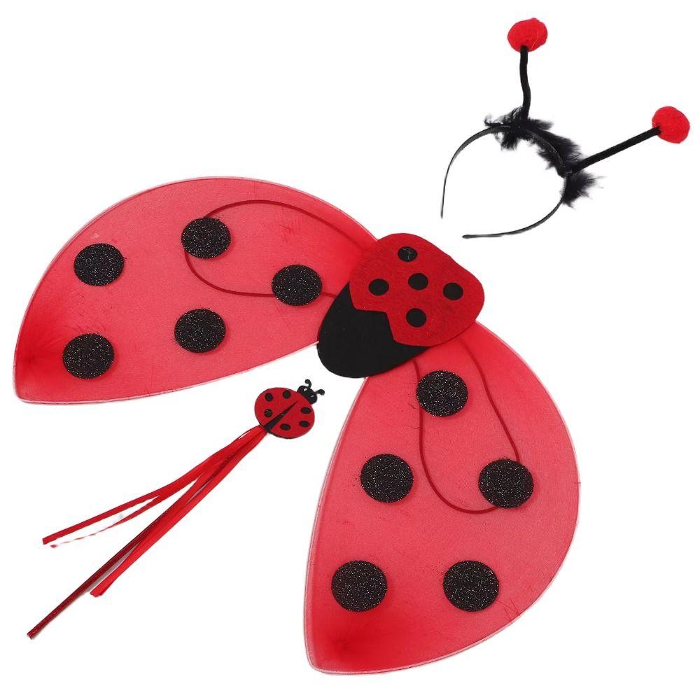 Headband Ladybug Costume Foldable Wings Performance Costumes Insect-themed Costumes  Halloween