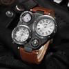 Роскошные мужские кварцевые часы с большим циферблатом, повседневные наручные часы с кожаным ремешком, спортивные часы для мужчин, часы Relogio Masculino