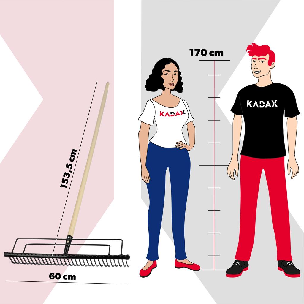 KADAX Металлические грабли для листьев травы садовые 165 см усиленные 32-зубые черенок
