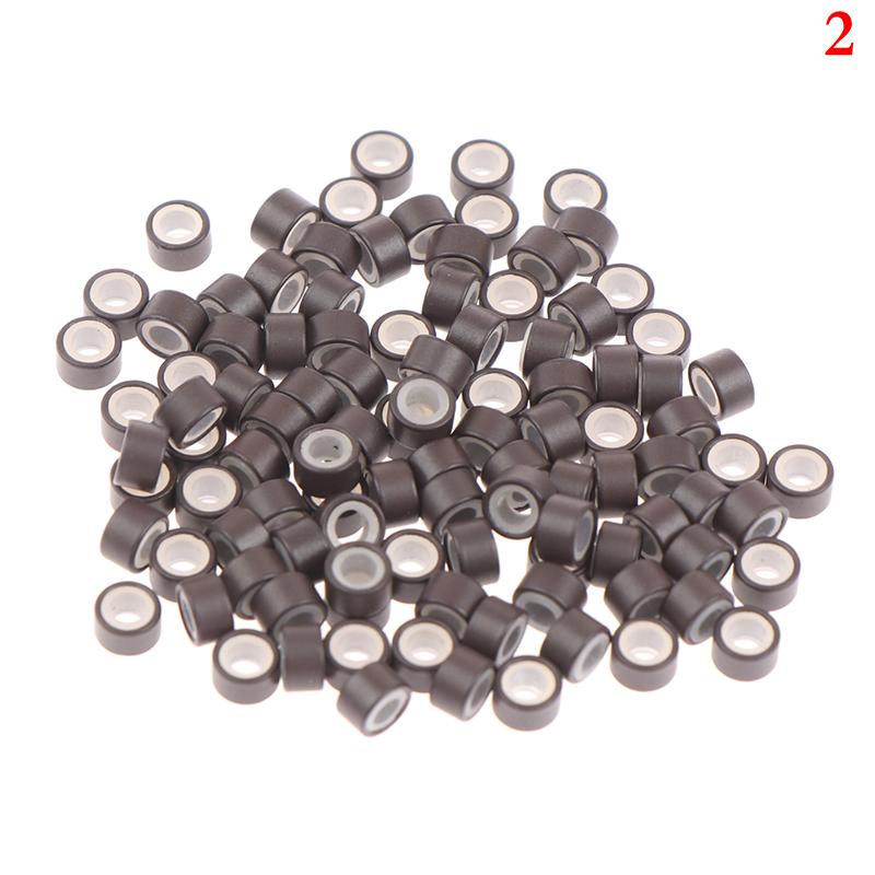 100 шт. 5,0*3,0*3,0 мм Микро силиконовые кольца/звенья/бусины с подкладкой МИКРО Кольцо Звено Обжимные бусины Инструменты для наращивания волос