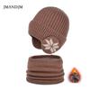 Children's Hat Winter Fleece Scarf Set Knitted Wool Hat Boys Warm Ear Protector Pullover Hat