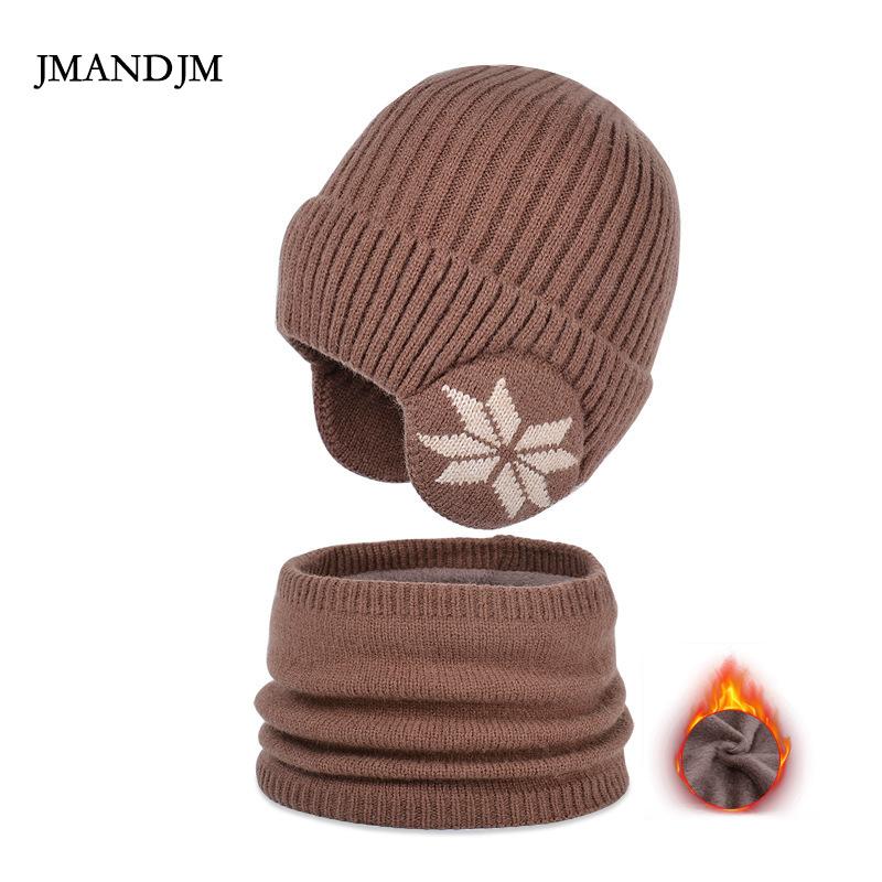 Children's Hat Winter Fleece Scarf Set Knitted Wool Hat Boys Warm Ear Protector Pullover Hat
