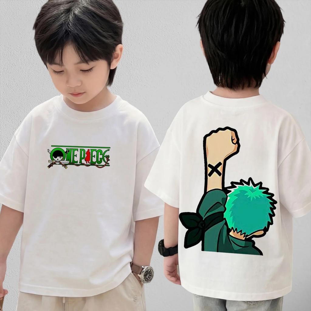 One Piece Cute Chibi Character Print Cotton TShirt Men Women Kids Family Clothes 2026 Summer ShortSleeve Casual Tee Tops