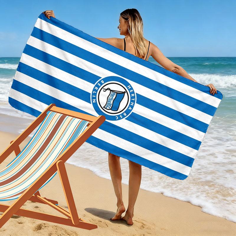 Пляжное полотенце Hertha BSC, Большое, Мягкое, Быстросохнущее, для Пляжа, Кемпинга, Плавания