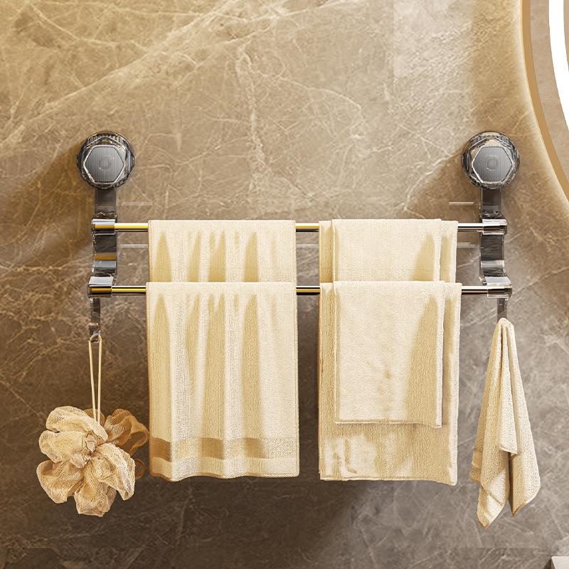 3830 Двойная вешалка для полотенец на присоске для ванной комнаты с крючком для хранения влажных и сухих полотенец Роскошное хранилище для ванной комнаты двойного назначения