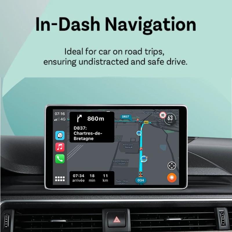 AI Mini Box 2-в-1 Адаптер CarPlay Android Auto, Plug-and-Play Подходит для 99% Штатных Головных Устройств Автомобилей