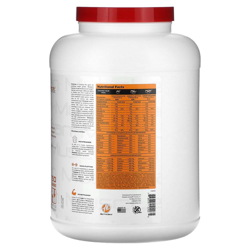 Musclelean, Набор мышечной массы, Молочный коктейль с арахисовым маслом, 5 фунтов