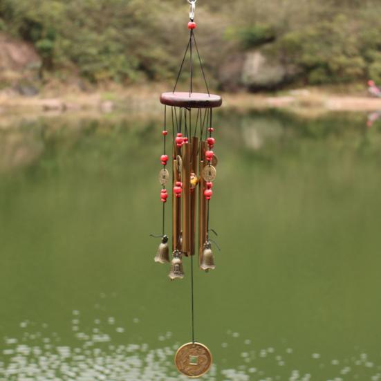 Металлические трубы колокольчик орнамент сад медная монета колокольчик балкон висит декор