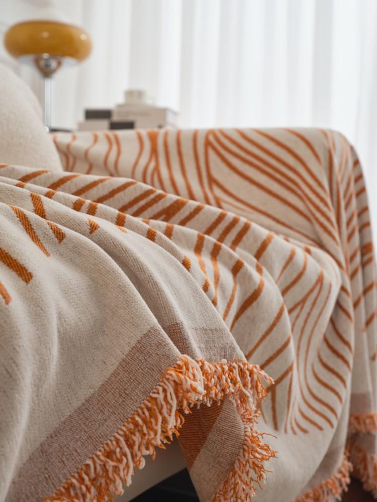 Одеяло из синели для дивана, скандинавское, простая полосатая нить, защитный чехол для дивана, покрывало, гобелен для отдыха, одеяло для пикника