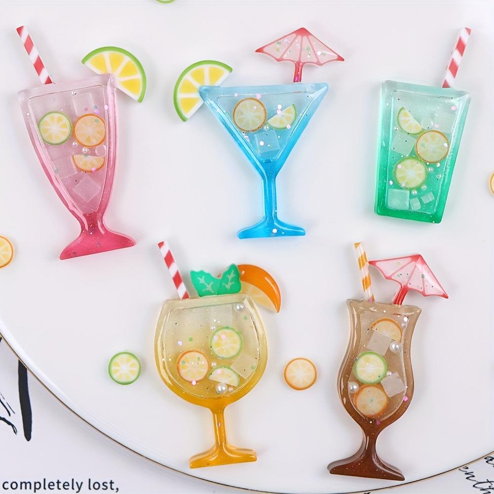 WTEMPO Tropical Summer Cocktail Resin Molds – Drink Cup, Lemon Slice, Umbrella Silicone Mold for DIY Keychain, Bag Charm & Summer Craft Projects