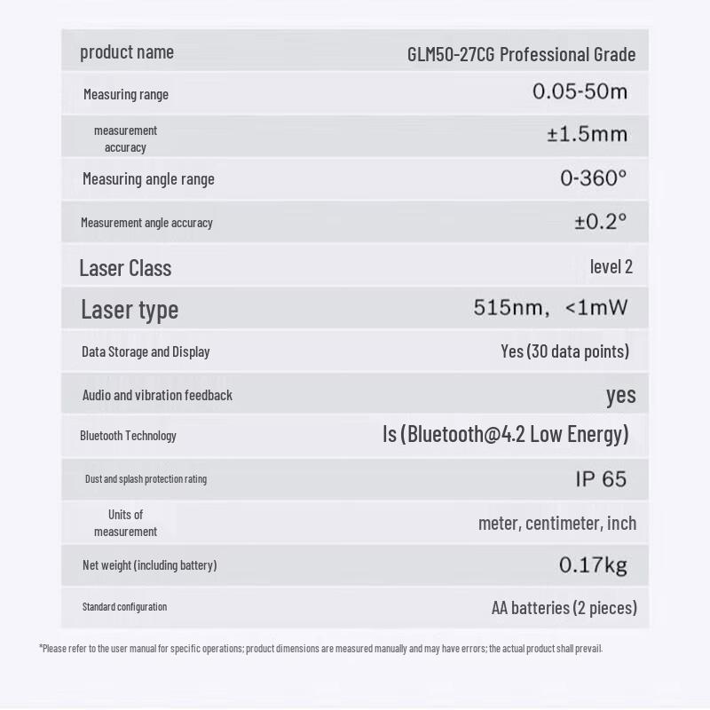 Bosch GLM 50-27 CG Green Laser Measure CN plug (adapter included)